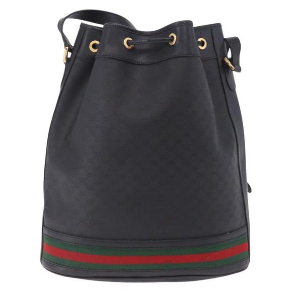 GUCCI Micro GG Supreme Web Sherry Line Bag PVC Black 001 116 0933 Auth 203142