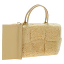 BOTTEGA VENETA Hand Bag Wool Beige Auth 203144M-1