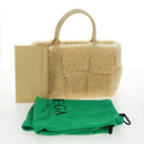 BOTTEGA VENETA Hand Bag Wool Beige Auth 203144M-12