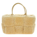 BOTTEGA VENETA Hand Bag Wool Beige Auth 203144M-2