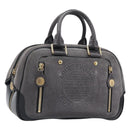 LOUIS VUITTON Stamp Bag PM Hand Bag Suede Gray Gold M95237 LV Auth 203148V-1