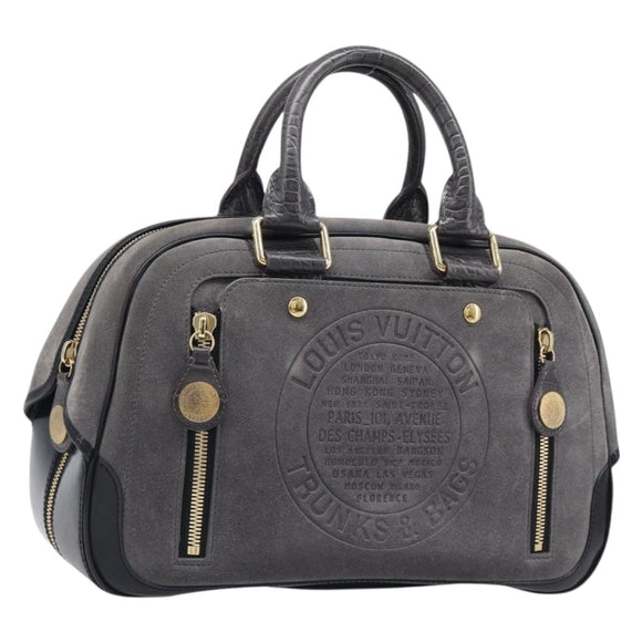 LOUIS VUITTON Stamp Bag PM Hand Bag Suede Gray Gold M95237 LV Auth 203148V