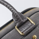 LOUIS VUITTON Stamp Bag PM Hand Bag Suede Gray Gold M95237 LV Auth 203148V-14