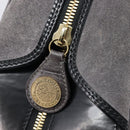 LOUIS VUITTON Stamp Bag PM Hand Bag Suede Gray Gold M95237 LV Auth 203148V-17