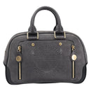 LOUIS VUITTON Stamp Bag PM Hand Bag Suede Gray Gold M95237 LV Auth 203148V-2