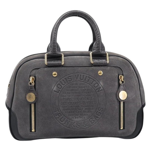 LOUIS VUITTON Stamp Bag PM Hand Bag Suede Gray Gold M95237 LV Auth 203148V