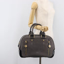 LOUIS VUITTON Stamp Bag PM Hand Bag Suede Gray Gold M95237 LV Auth 203148V-26