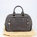 LOUIS VUITTON Stamp Bag PM Hand Bag Suede Gray Gold M95237 LV Auth 203148V-27