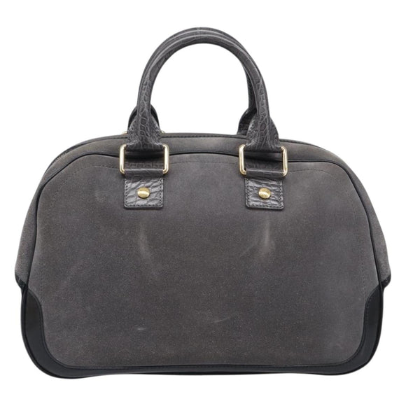LOUIS VUITTON Stamp Bag PM Hand Bag Suede Gray Gold M95237 LV Auth 203148V