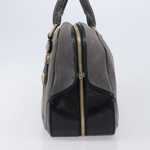 LOUIS VUITTON Stamp Bag PM Hand Bag Suede Gray Gold M95237 LV Auth 203148V