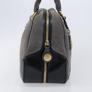 LOUIS VUITTON Stamp Bag PM Hand Bag Suede Gray Gold M95237 LV Auth 203148V-5