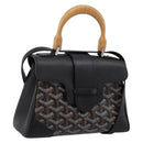 GOYARD Herringbone Saigon Hand Bag PVC 2way Black Silver Auth 203151SM-1