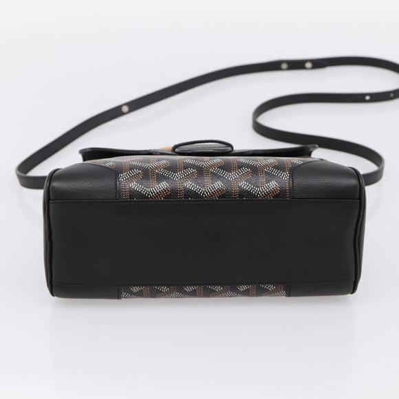 GOYARD Herringbone Saigon Hand Bag PVC 2way Black Silver Auth 203151SM