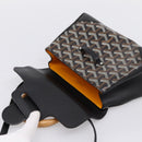 GOYARD Herringbone Saigon Hand Bag PVC 2way Black Silver Auth 203151SM-16
