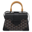 GOYARD Herringbone Saigon Hand Bag PVC 2way Black Silver Auth 203151SM-2