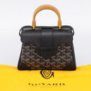 GOYARD Herringbone Saigon Hand Bag PVC 2way Black Silver Auth 203151SM-23