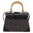 GOYARD Herringbone Saigon Hand Bag PVC 2way Black Silver Auth 203151SM-3