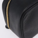 CHANEL Vanity Hand Bag Caviar Skin Black Gold CC Auth 203153V-14