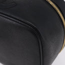 CHANEL Vanity Hand Bag Caviar Skin Black Gold CC Auth 203153V-15