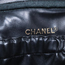 CHANEL Vanity Hand Bag Caviar Skin Black Gold CC Auth 203153V-18