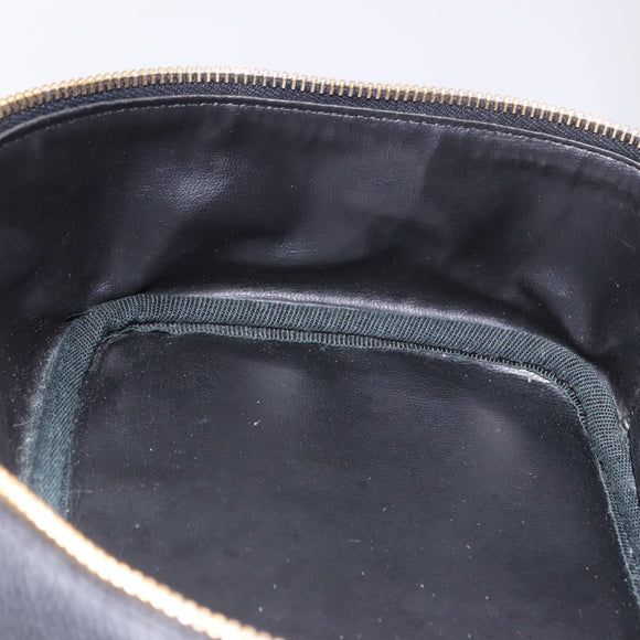 CHANEL Vanity Hand Bag Caviar Skin Black Gold CC Auth 203153V