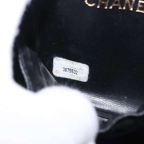 CHANEL Vanity Hand Bag Caviar Skin Black Gold CC Auth 203153V