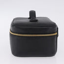 CHANEL Vanity Hand Bag Caviar Skin Black Gold CC Auth 203153V-3
