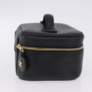 CHANEL Vanity Hand Bag Caviar Skin Black Gold CC Auth 203153V-4