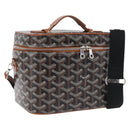 GOYARD Herringbone Vanity Muse Hand Bag PVC 2way Black Silver Auth 203159SM-1