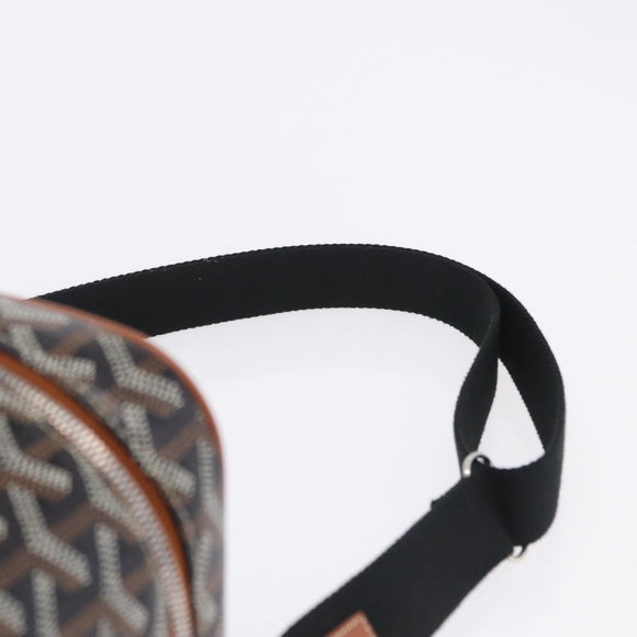 GOYARD Herringbone Vanity Muse Hand Bag PVC 2way Black Silver Auth 203159SM