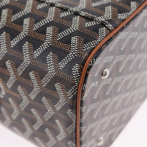 GOYARD Herringbone Vanity Muse Hand Bag PVC 2way Black Silver Auth 203159SM