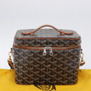 GOYARD Herringbone Vanity Muse Hand Bag PVC 2way Black Silver Auth 203159SM-29