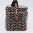 GOYARD Herringbone Vanity Muse Hand Bag PVC 2way Black Silver Auth 203159SM-5