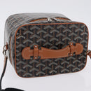 GOYARD Herringbone Vanity Muse Hand Bag PVC 2way Black Silver Auth 203159SM-6