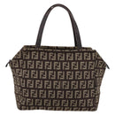 FENDI Zucchino Canvas Hand Bag Brown Auth 203176-3