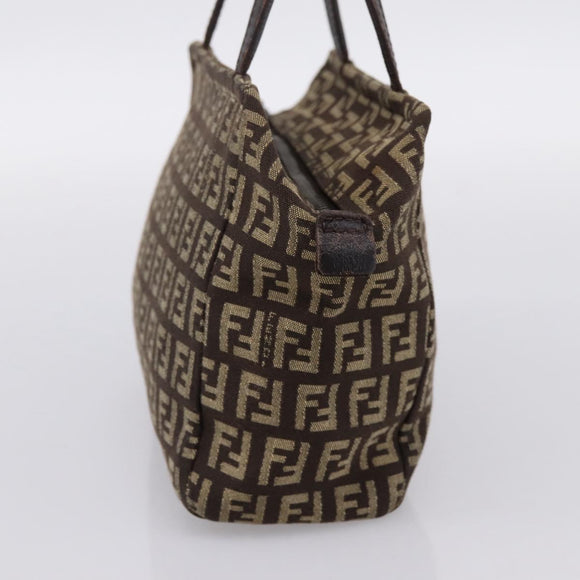 FENDI Zucchino Canvas Hand Bag Brown Auth 203176