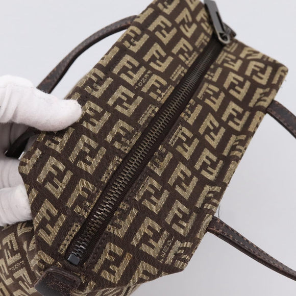 FENDI Zucchino Canvas Hand Bag Brown Auth 203176