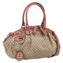 GUCCI Diamante Hand Bag Canvas 2way Beige Gold 223974 Auth 203180-1
