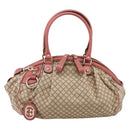 GUCCI Diamante Hand Bag Canvas 2way Beige Gold 223974 Auth 203180-2
