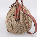 GUCCI Diamante Hand Bag Canvas 2way Beige Gold 223974 Auth 203180-5
