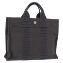 HERMES Her LinePM Hand Bag Canvas Gray Silver Auth 203181A-1