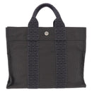 HERMES Her LinePM Hand Bag Canvas Gray Silver Auth 203181A-2