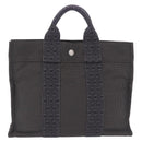 HERMES Her LinePM Hand Bag Canvas Gray Silver Auth 203181A-3