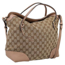 GUCCI GG Canvas Hand Bag 2way Beige Gold 353120 Auth 203182A-1