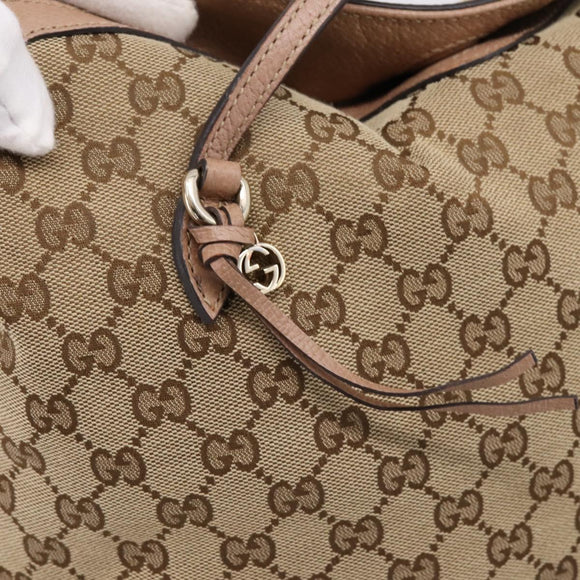GUCCI GG Canvas Hand Bag 2way Beige Gold 353120 Auth 203182A