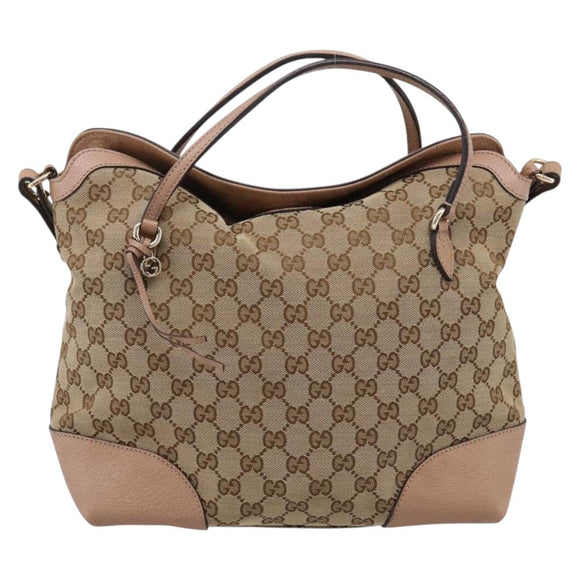 GUCCI GG Canvas Hand Bag 2way Beige Gold 353120 Auth 203182A