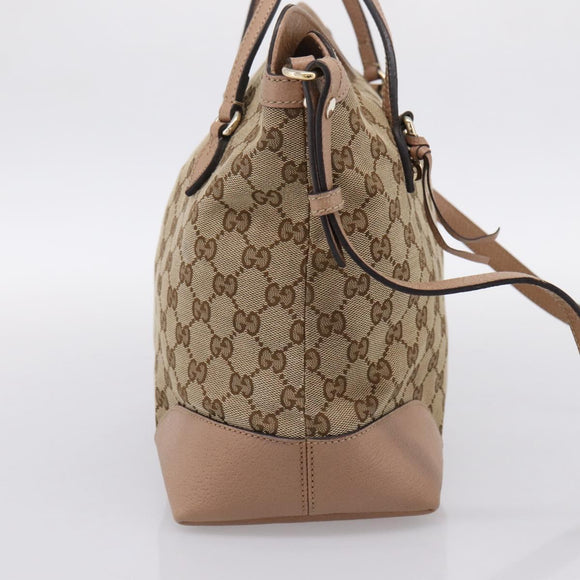 GUCCI GG Canvas Hand Bag 2way Beige Gold 353120 Auth 203182A
