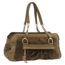 CARTIER Shoulder Bag Suede Green Gold Auth 203184V-1