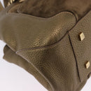 CARTIER Shoulder Bag Suede Green Gold Auth 203184V-14