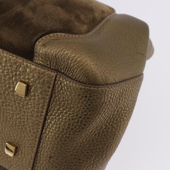 CARTIER Shoulder Bag Suede Green Gold Auth 203184V